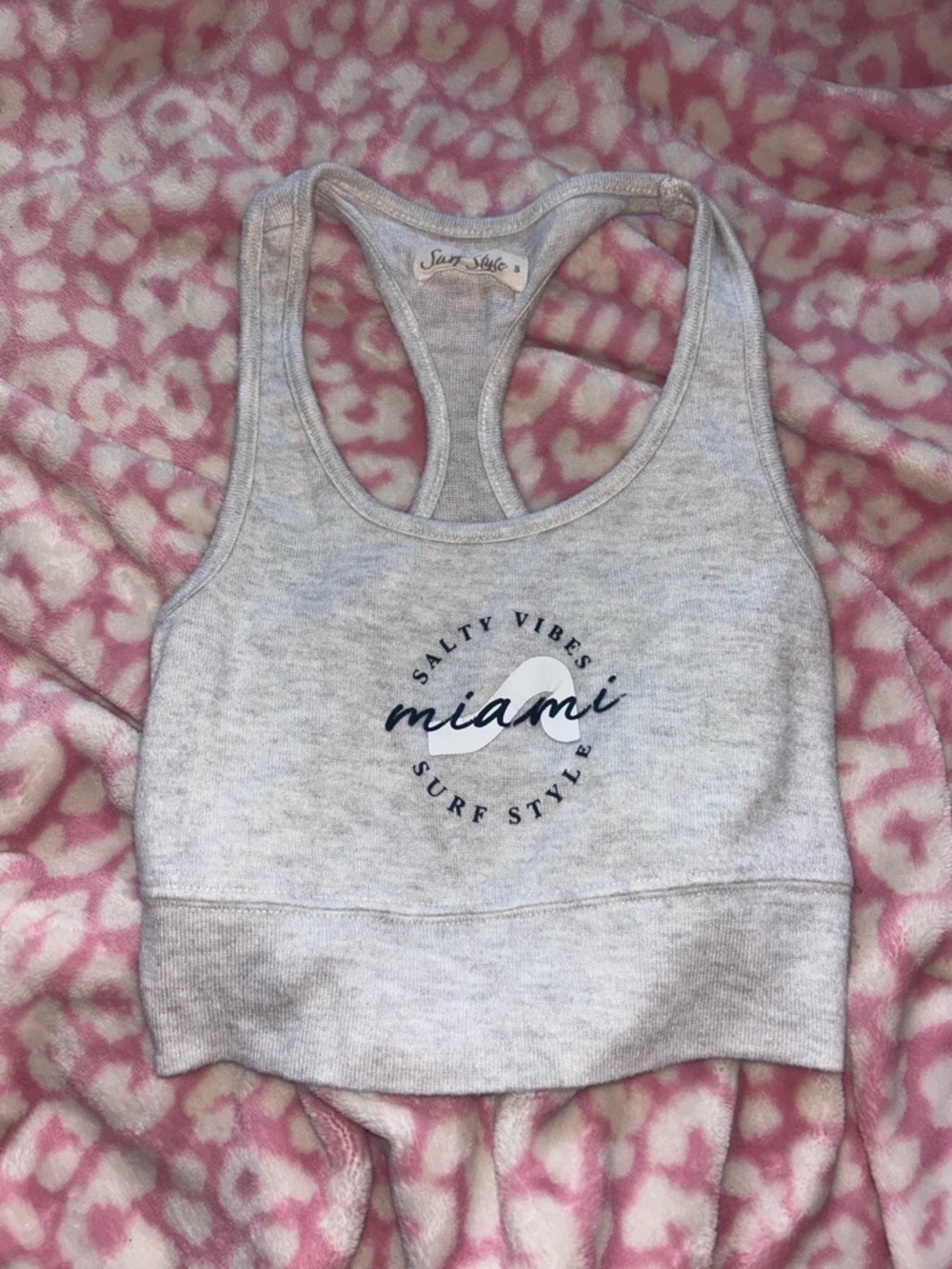 surf style Light Grey 'Miami' Racerback Sports Bra